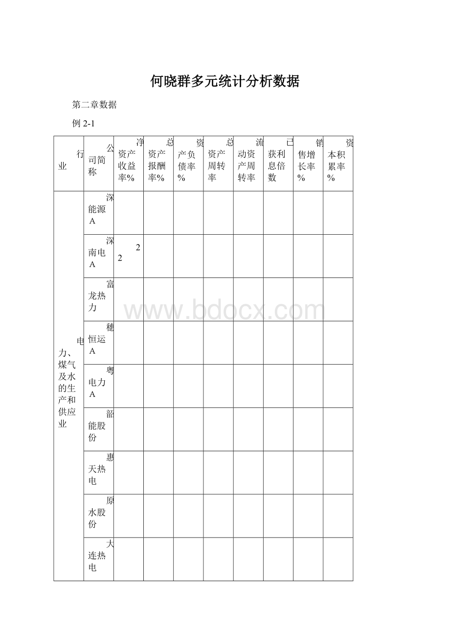 何晓群多元统计分析数据.docx