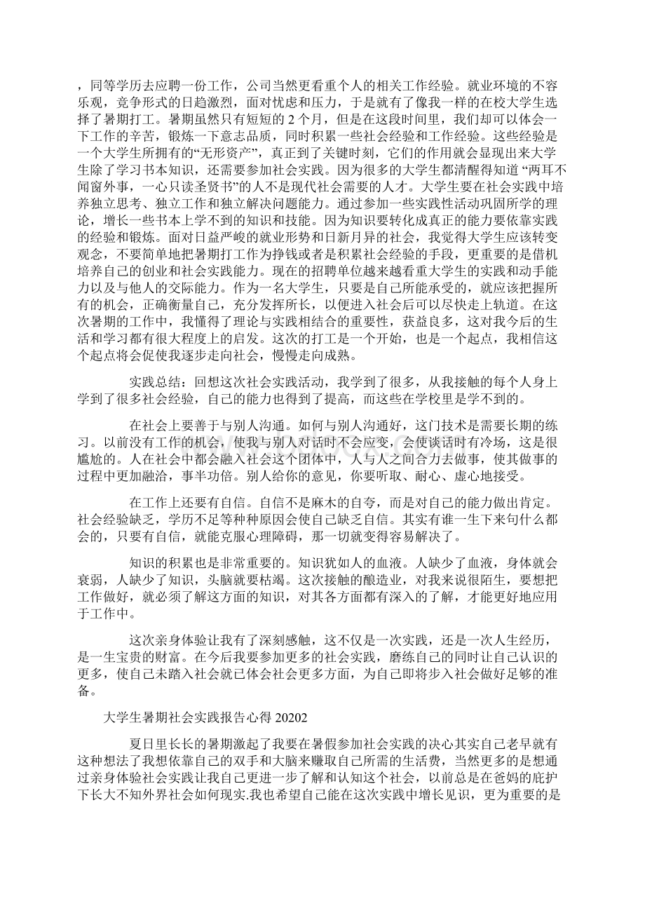 大学生暑期社会实践报告心得Word文档格式.docx_第2页