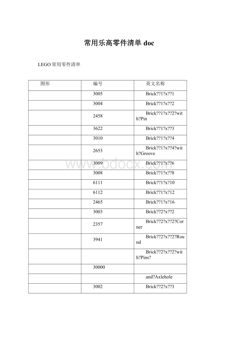 常用乐高零件清单doc.docx