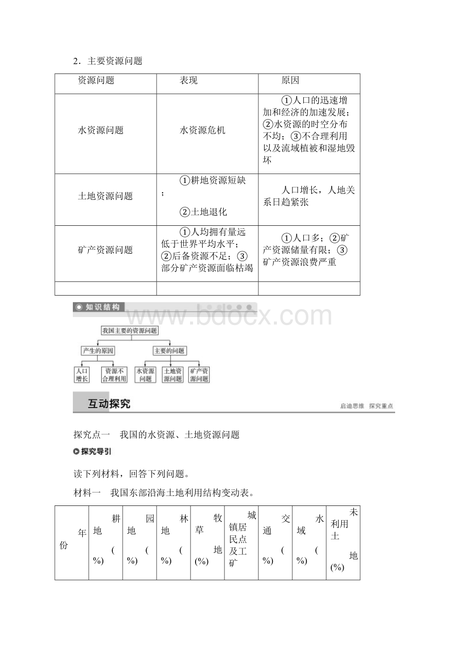 版高中地理第二章自然资源保护第一节自然资源与主要的资源问题学案湘教版选修6Word下载.docx_第2页