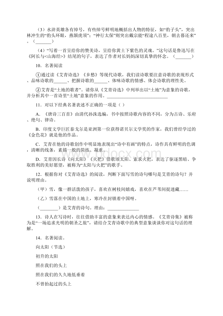 名著阅读《艾青诗选》练习附答案7试题Word格式文档下载.docx_第3页