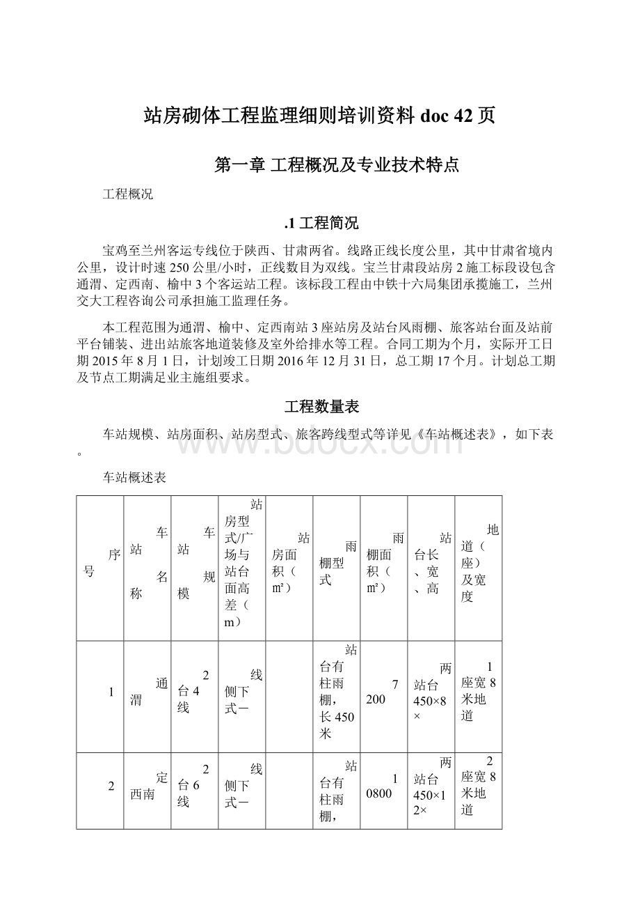 站房砌体工程监理细则培训资料doc 42页.docx