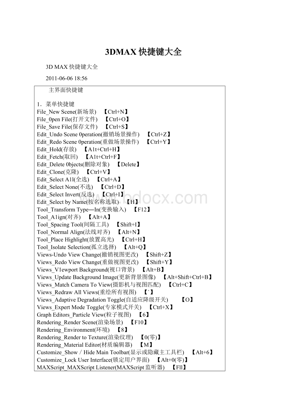 3DMAX快捷键大全文档格式.docx_第1页