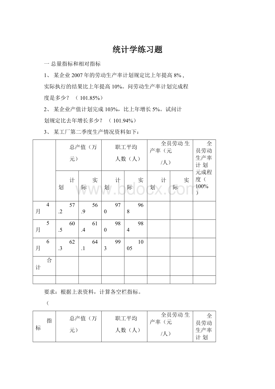 统计学练习题Word文档格式.docx_第1页