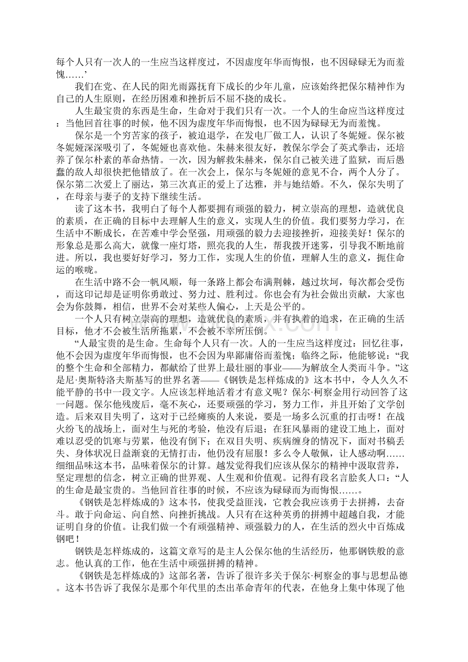 钢铁是怎样炼成的初中读后感600字通用30篇Word格式文档下载.docx_第2页