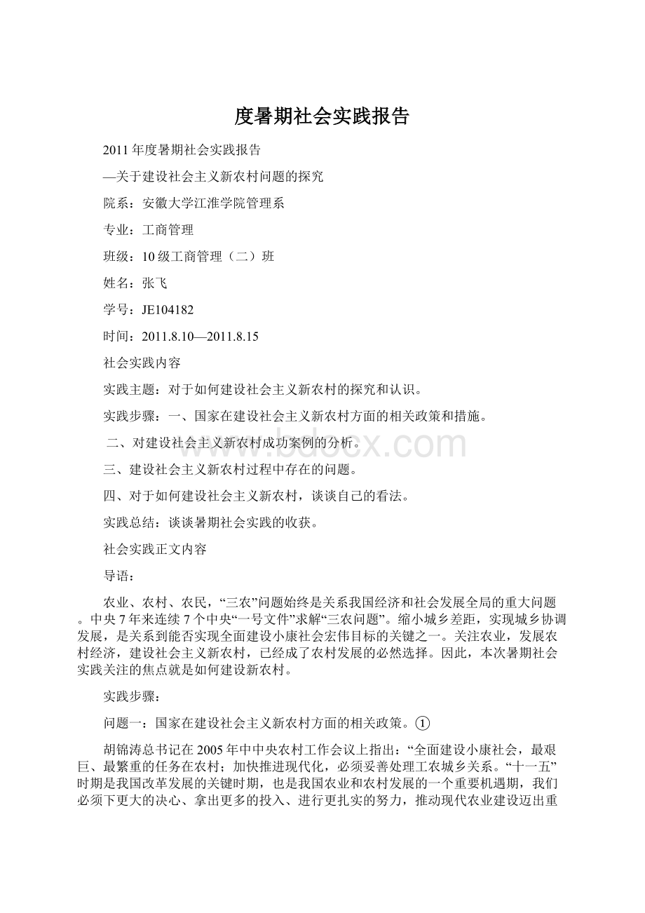 度暑期社会实践报告Word文档下载推荐.docx