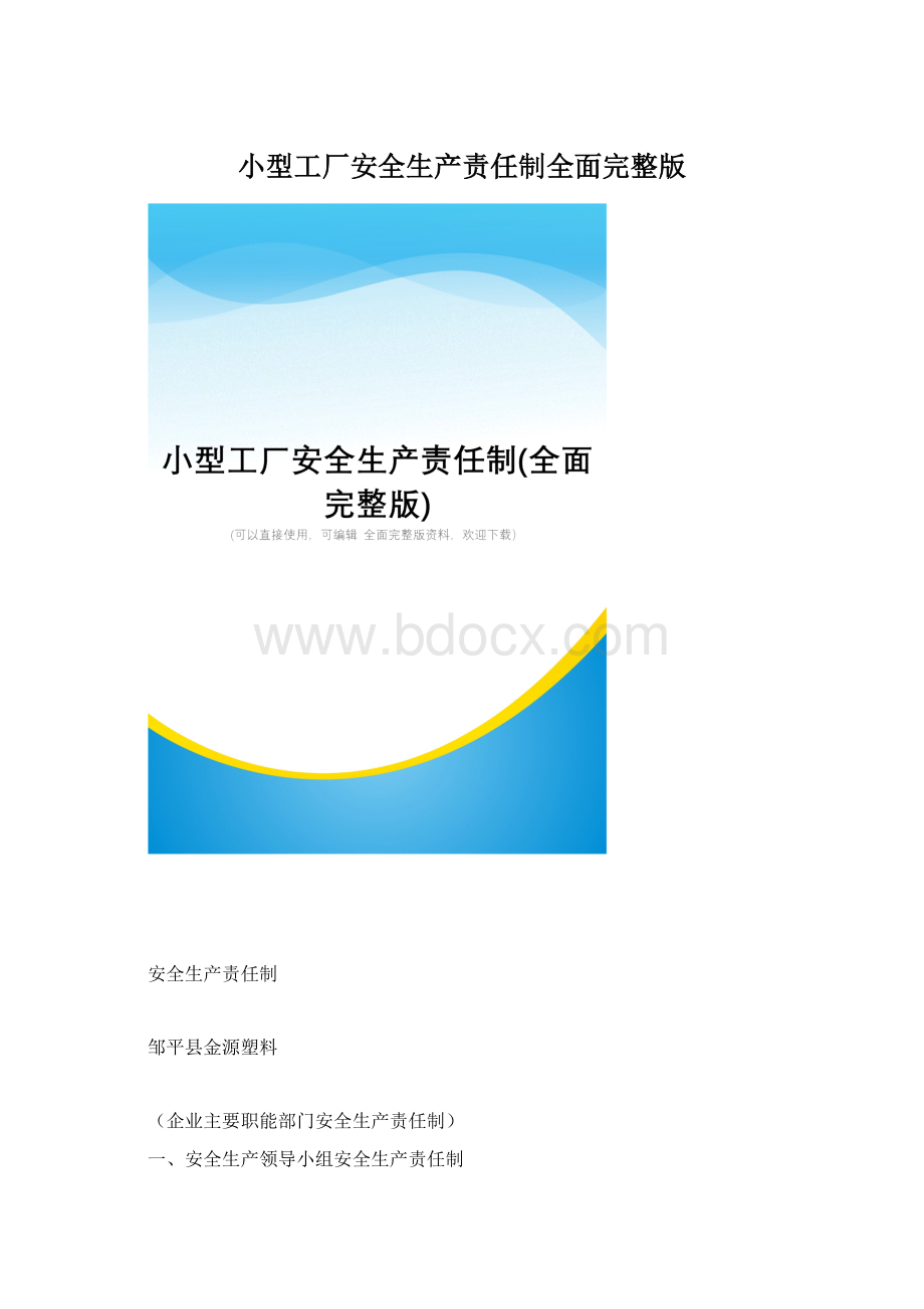 小型工厂安全生产责任制全面完整版.docx