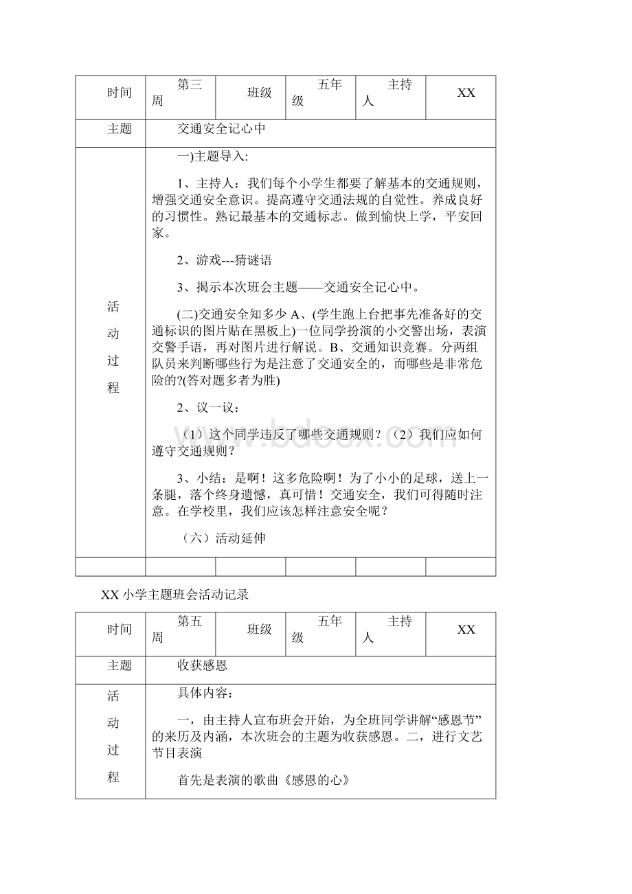 小学五年级主题班会活动记录Word格式.docx_第2页