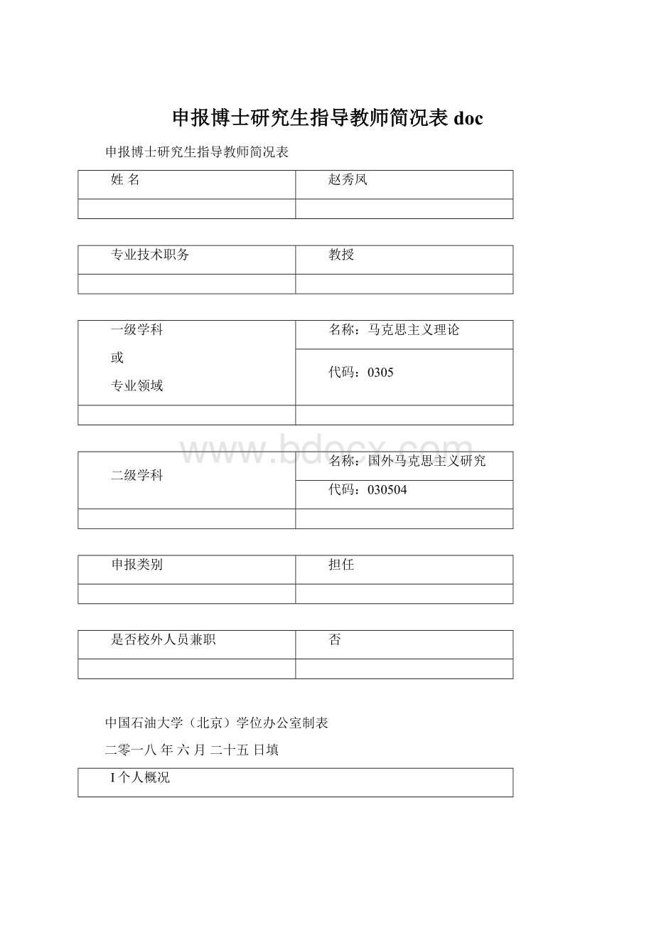 申报博士研究生指导教师简况表 doc文档格式.docx