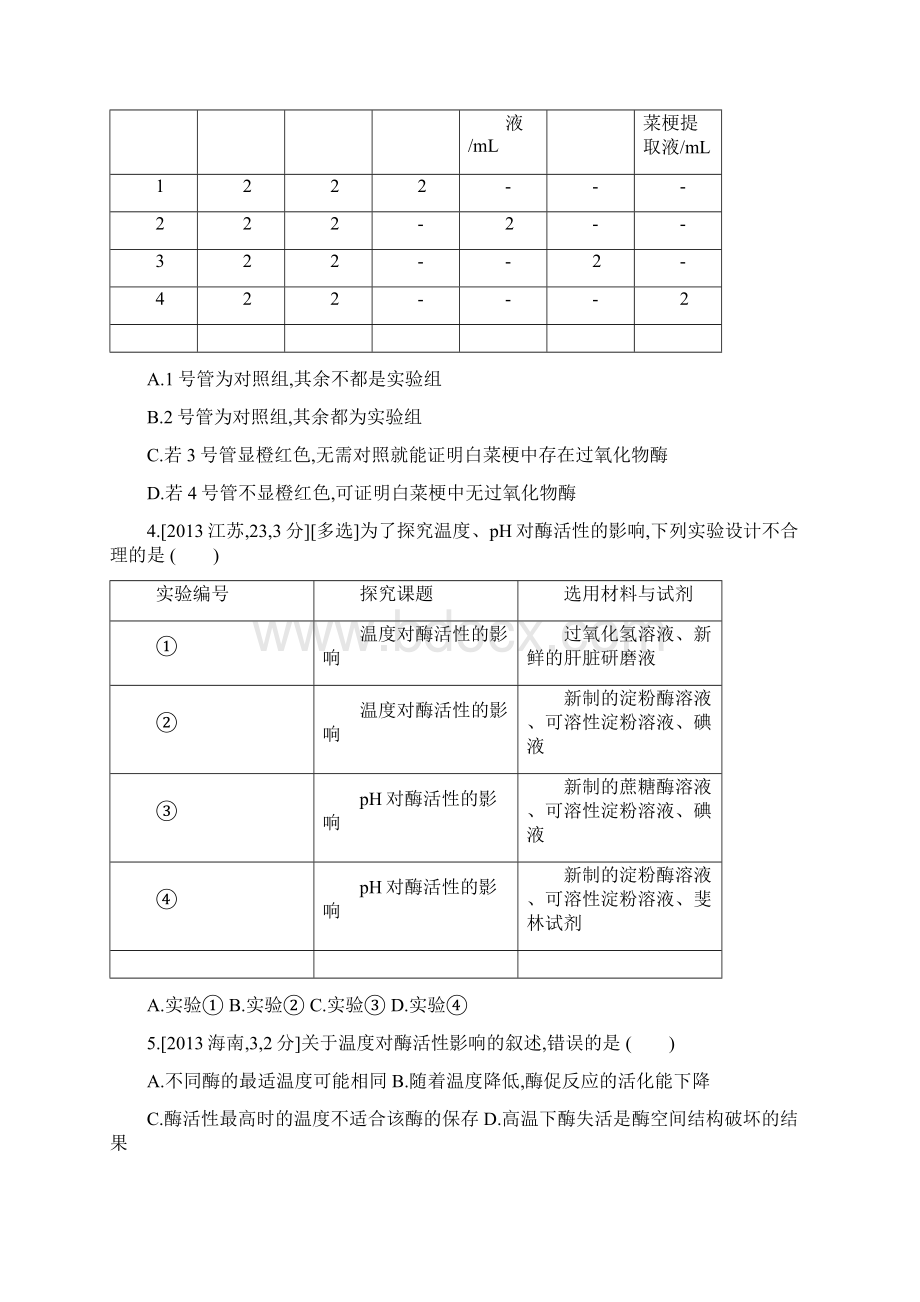 高考理科综合生物知识点总结考点分类 酶与ATP.docx_第2页