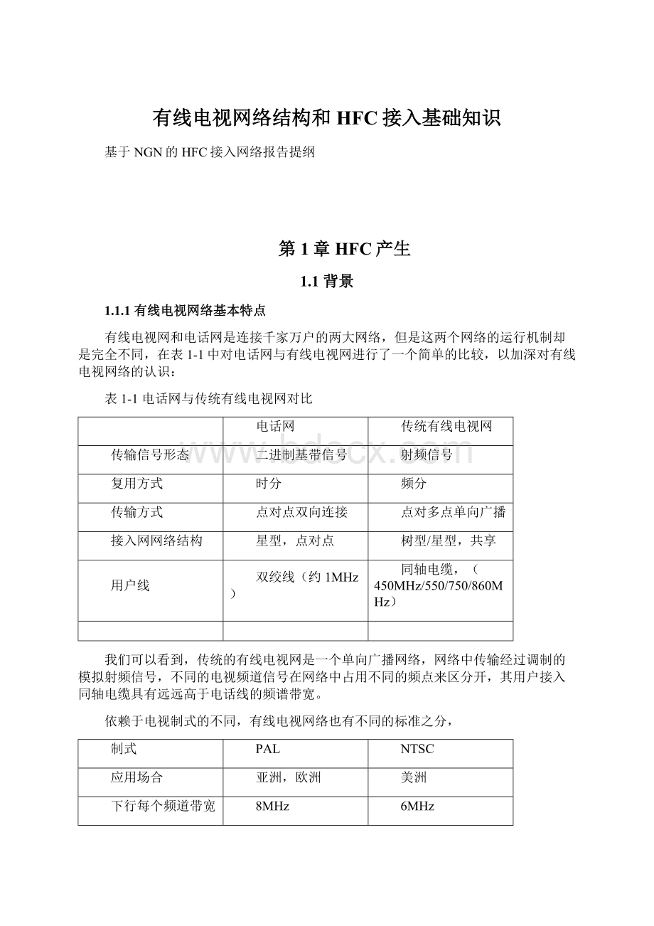 有线电视网络结构和HFC接入基础知识.docx