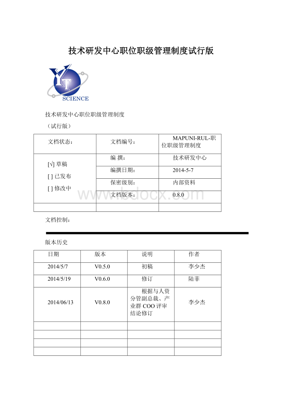 技术研发中心职位职级管理制度试行版.docx_第1页