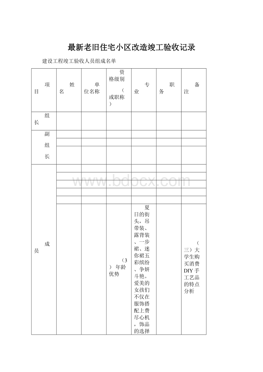 最新老旧住宅小区改造竣工验收记录.docx