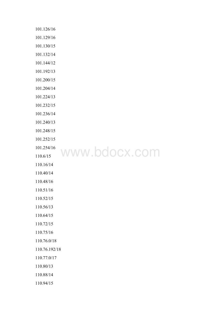 ChinaIPv4获取中国大陆全部IPv4地址段全球IPv4地址已分配完毕Word格式文档下载.docx_第2页