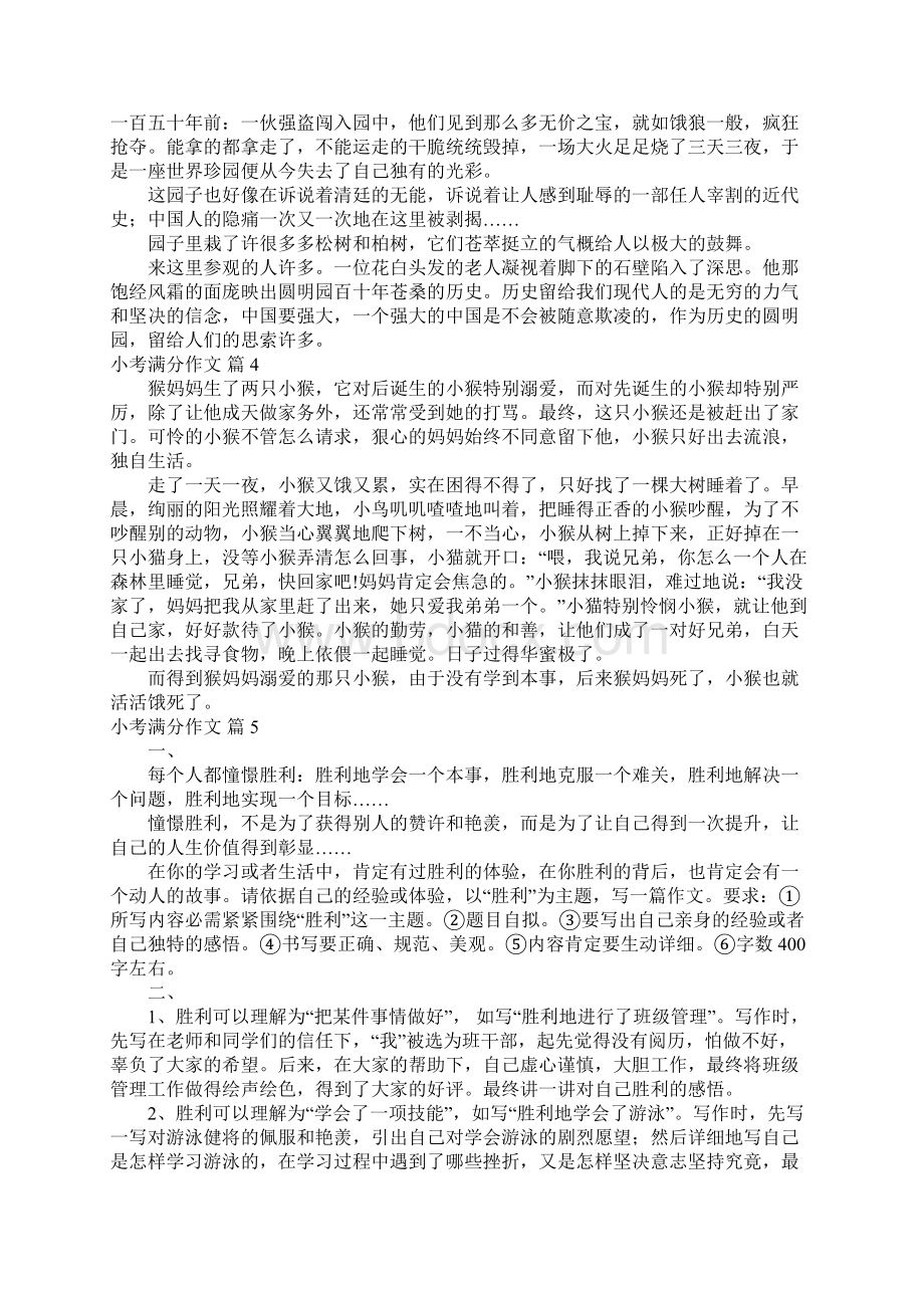 关于小考满分作文合集七篇Word文档格式.docx_第3页