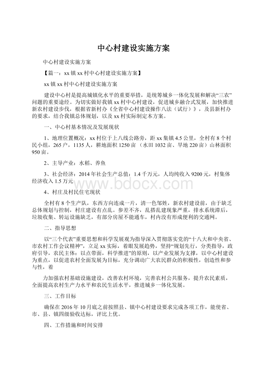 中心村建设实施方案文档格式.docx_第1页