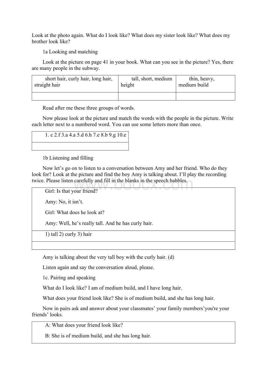 663jaUnit7 What does he look like Teaching plan.docx_第2页