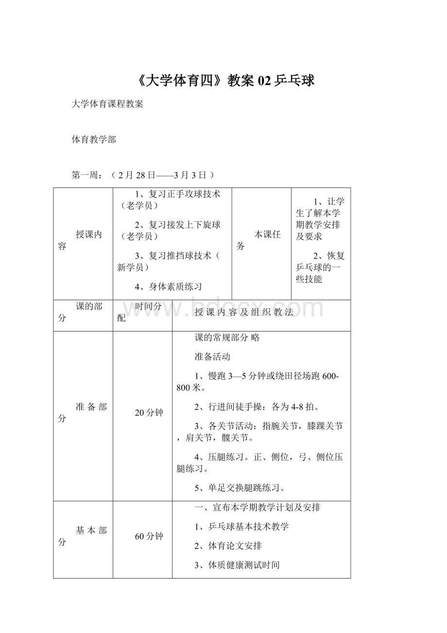 《大学体育四》教案02乒乓球Word文件下载.docx_第1页