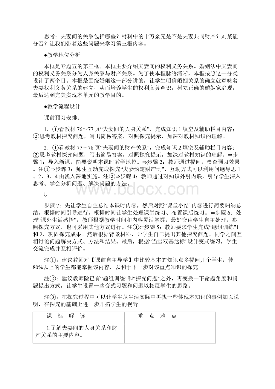 教师用书高中政治 53 夫妻间的人身和财产关系教学设计 新人教版选修5Word格式文档下载.docx_第2页