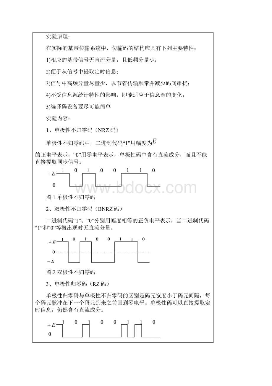 实验二基带信号的常见码型变换实验Word格式文档下载.docx_第2页