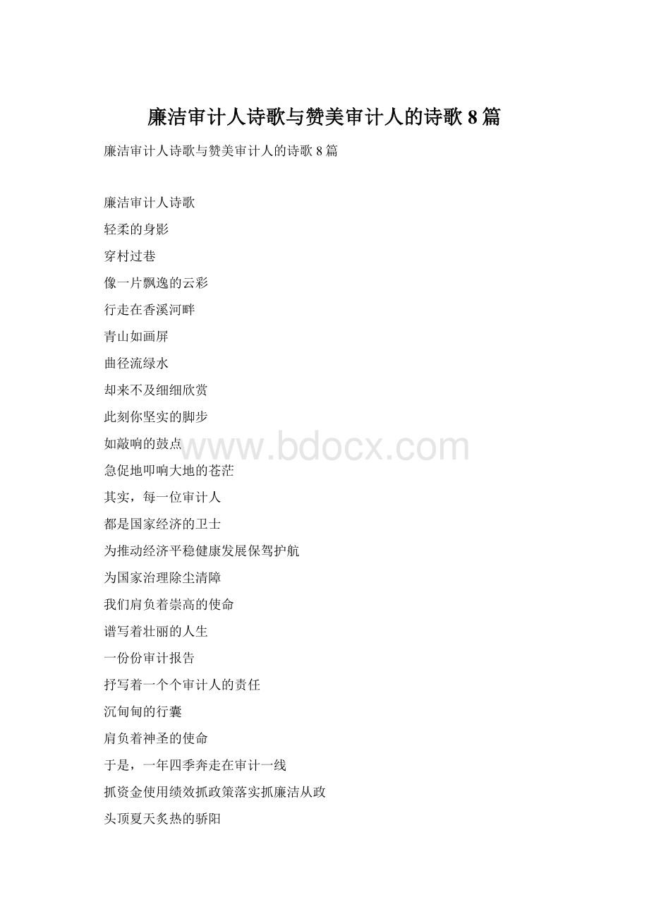 廉洁审计人诗歌与赞美审计人的诗歌8篇.docx