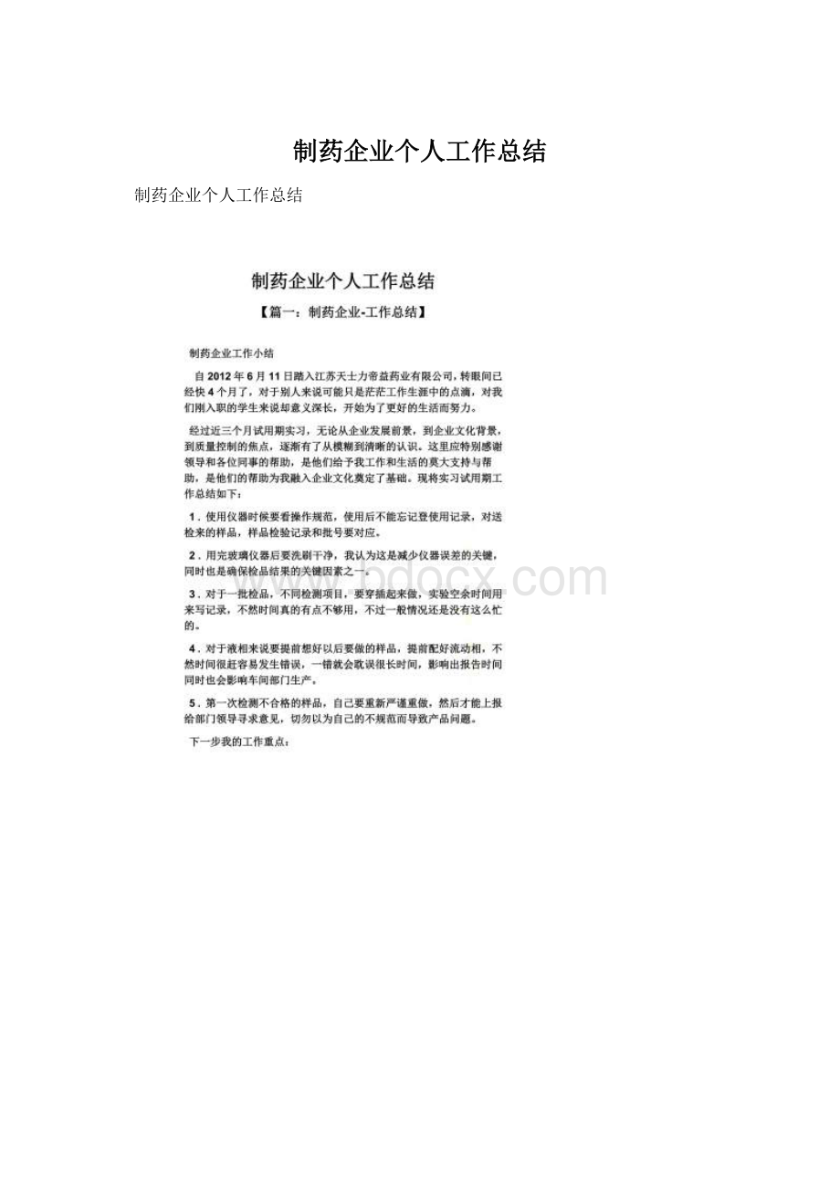 制药企业个人工作总结.docx_第1页