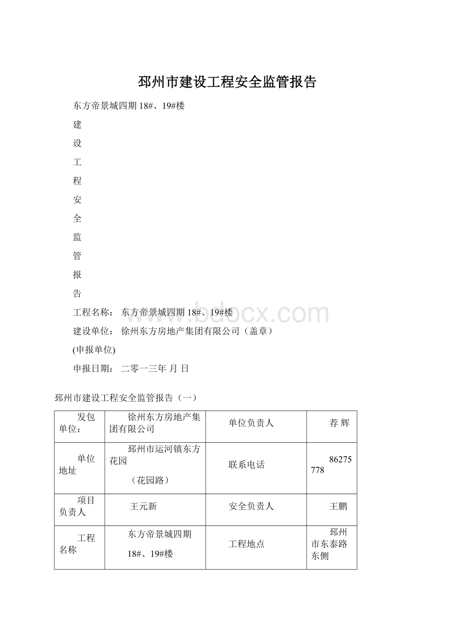 邳州市建设工程安全监管报告.docx