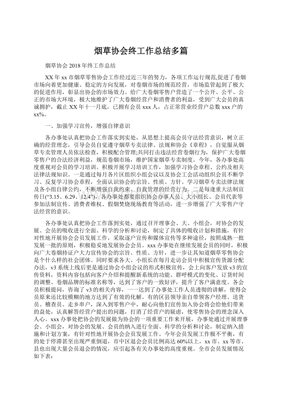 烟草协会终工作总结多篇文档格式.docx_第1页