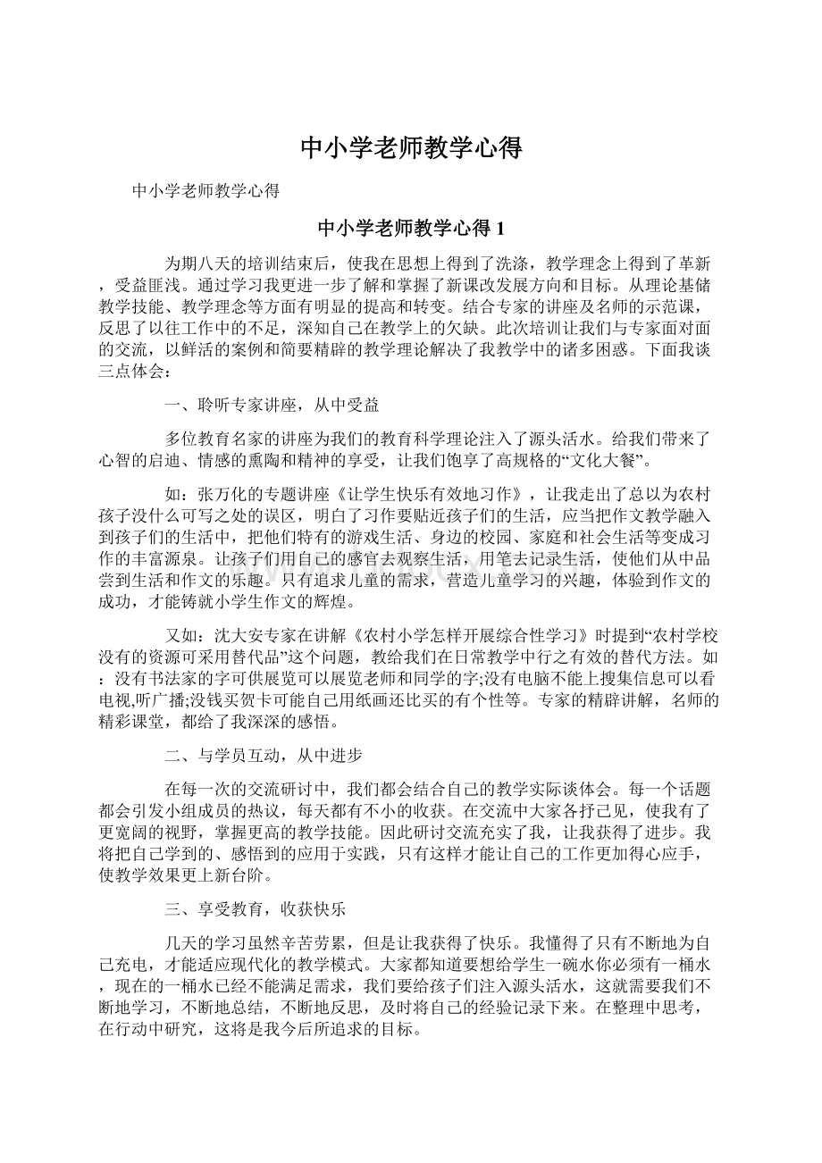 中小学老师教学心得.docx