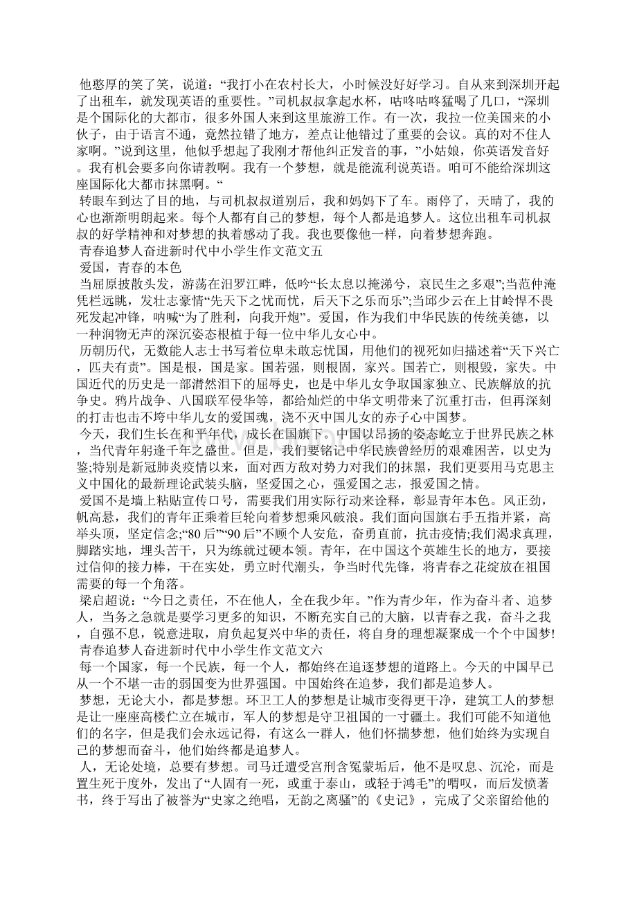 青春追梦人奋进新时代中小学生作文400字.docx_第3页