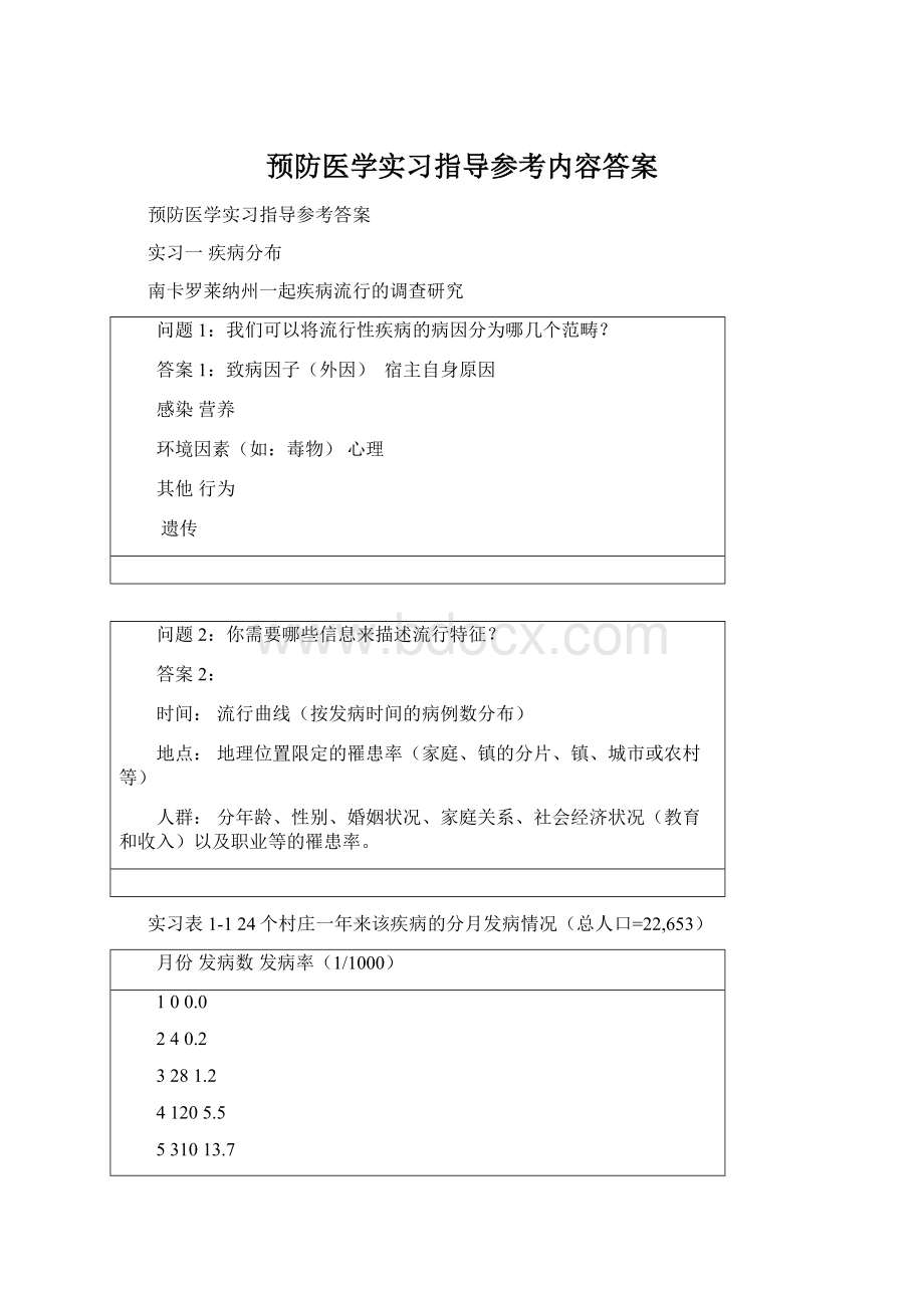 预防医学实习指导参考内容答案.docx_第1页