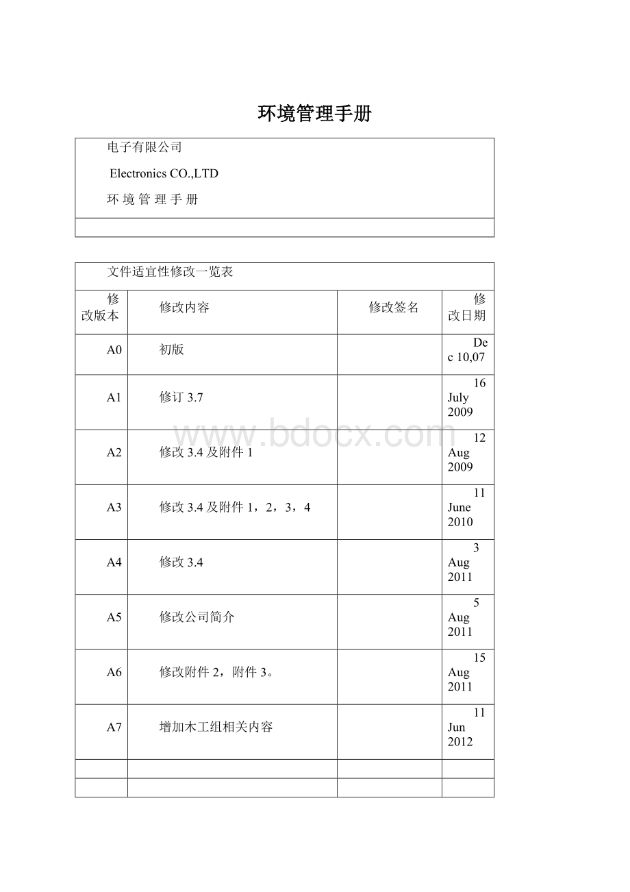 环境管理手册文档格式.docx