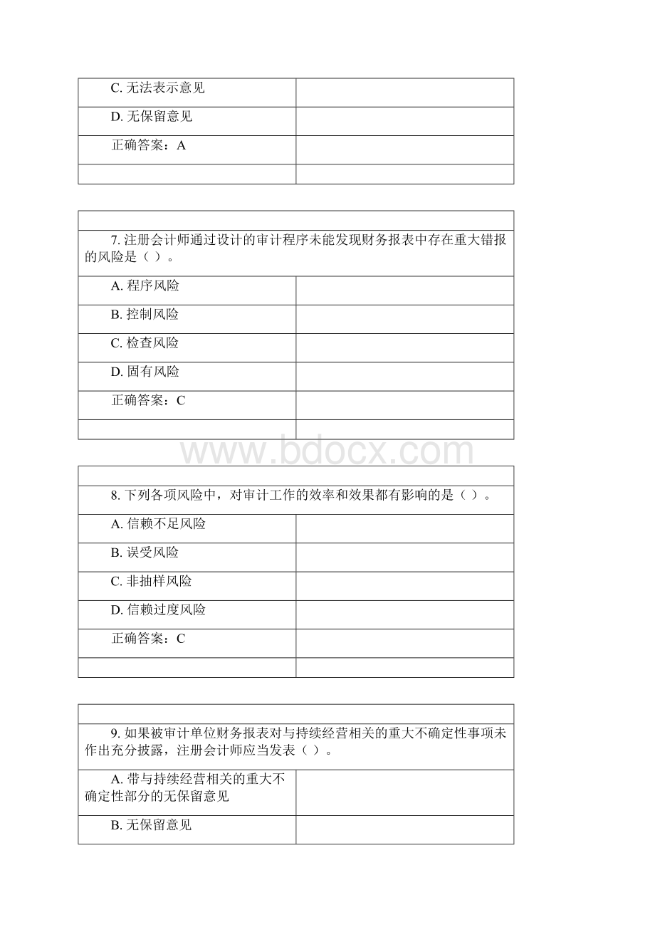 《审计学概论》20年秋 东财在线机考 模拟试题答案.docx_第3页