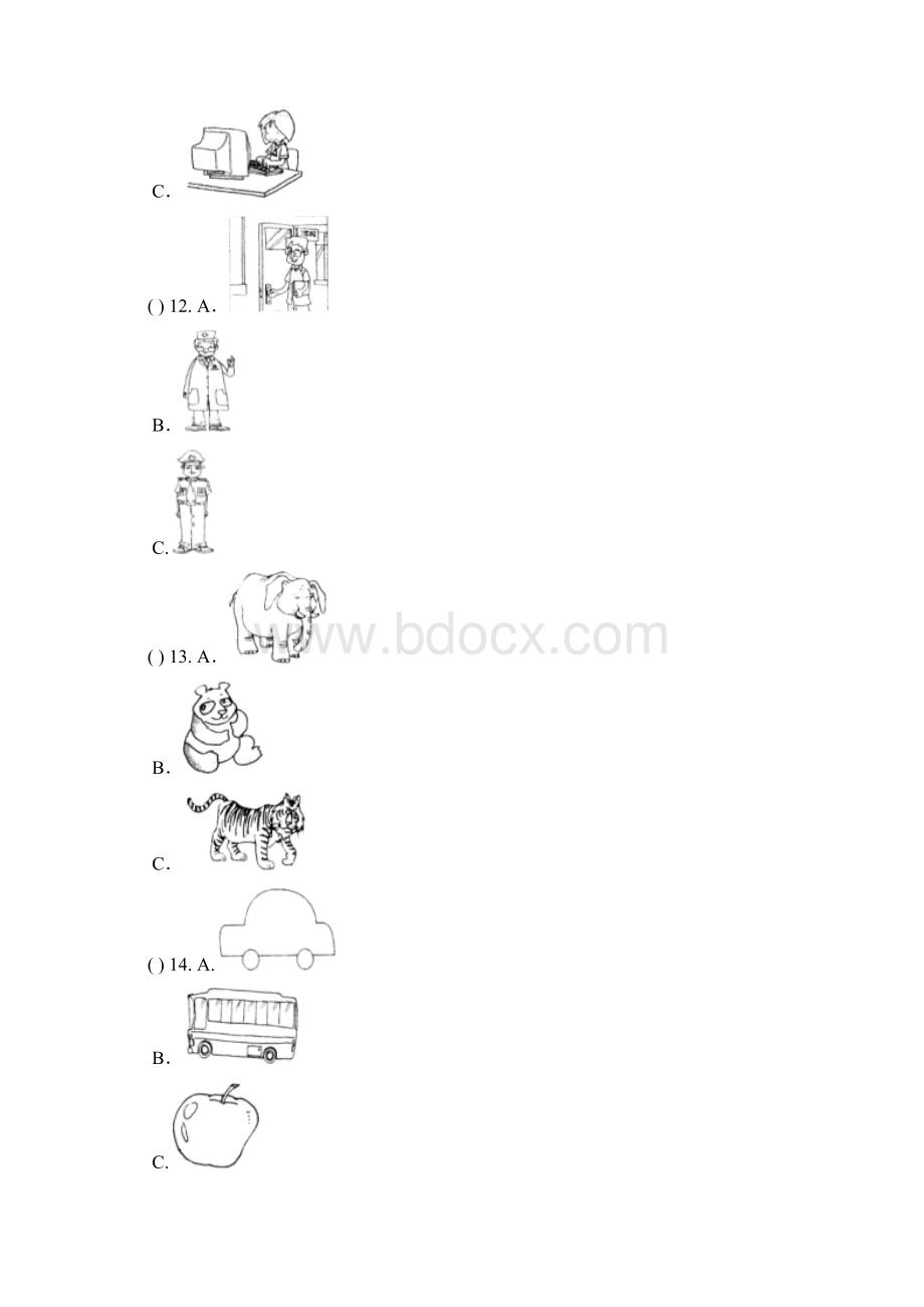 全国小学生英语竞赛低年级组模拟题1Word格式文档下载.docx_第2页