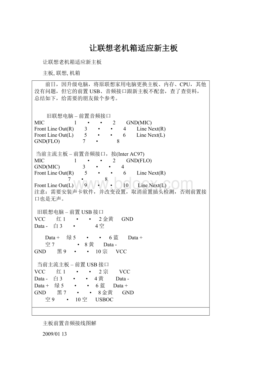 让联想老机箱适应新主板.docx