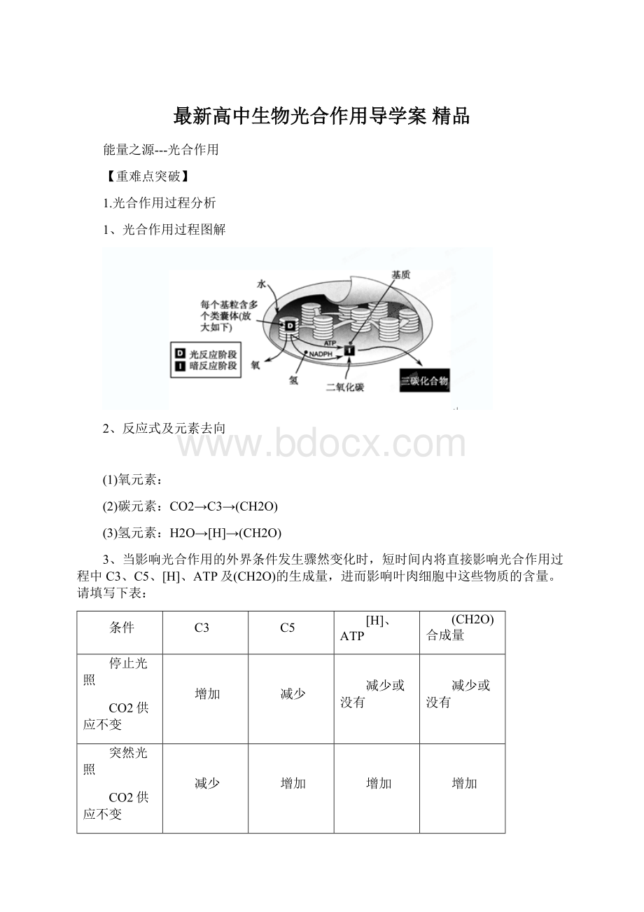 最新高中生物光合作用导学案 精品Word文档下载推荐.docx_第1页