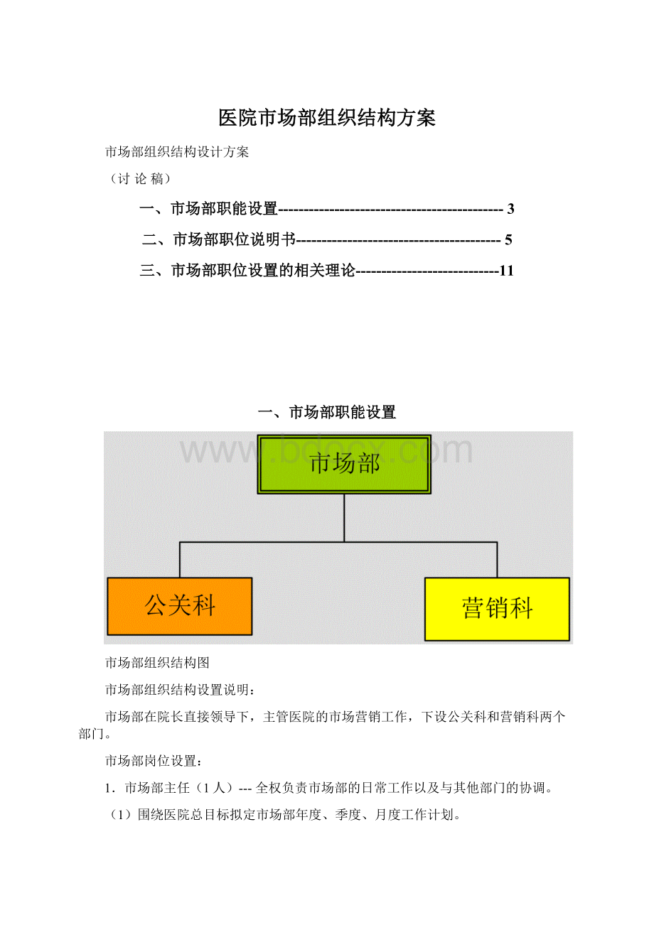 医院市场部组织结构方案.docx_第1页