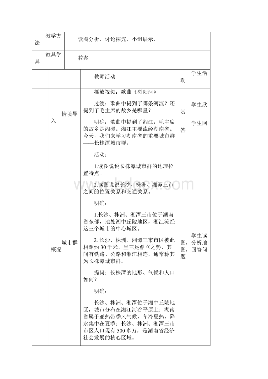 湘教版八年级地理下册教案75长株潭城市群内部的差异与联系.docx_第2页