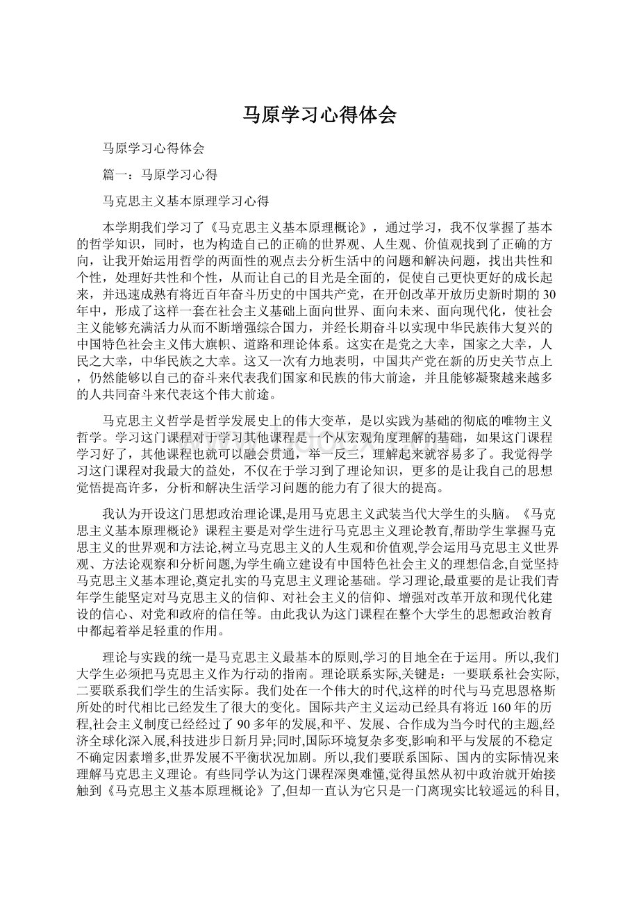 马原学习心得体会.docx