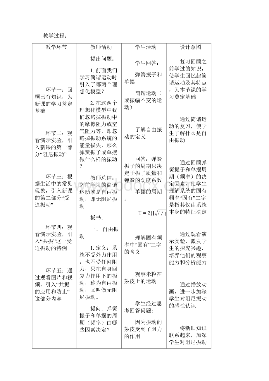 阻尼振动受迫振动教学设计Word文档格式.docx_第3页