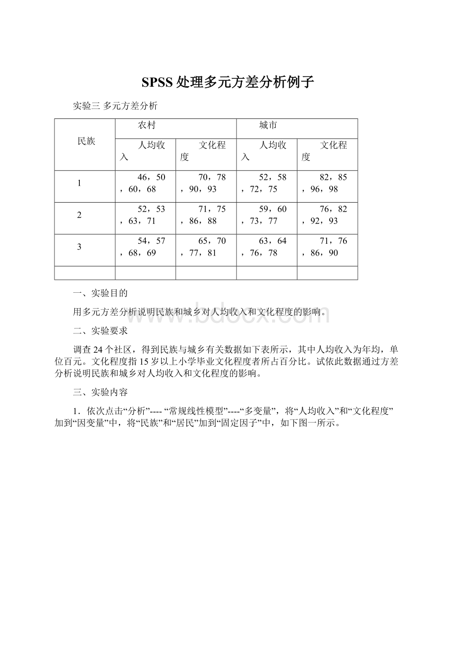 SPSS处理多元方差分析例子Word格式.docx