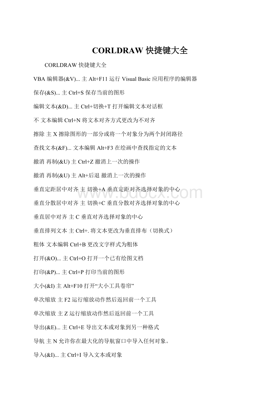 CORLDRAW 快捷键大全文档格式.docx_第1页