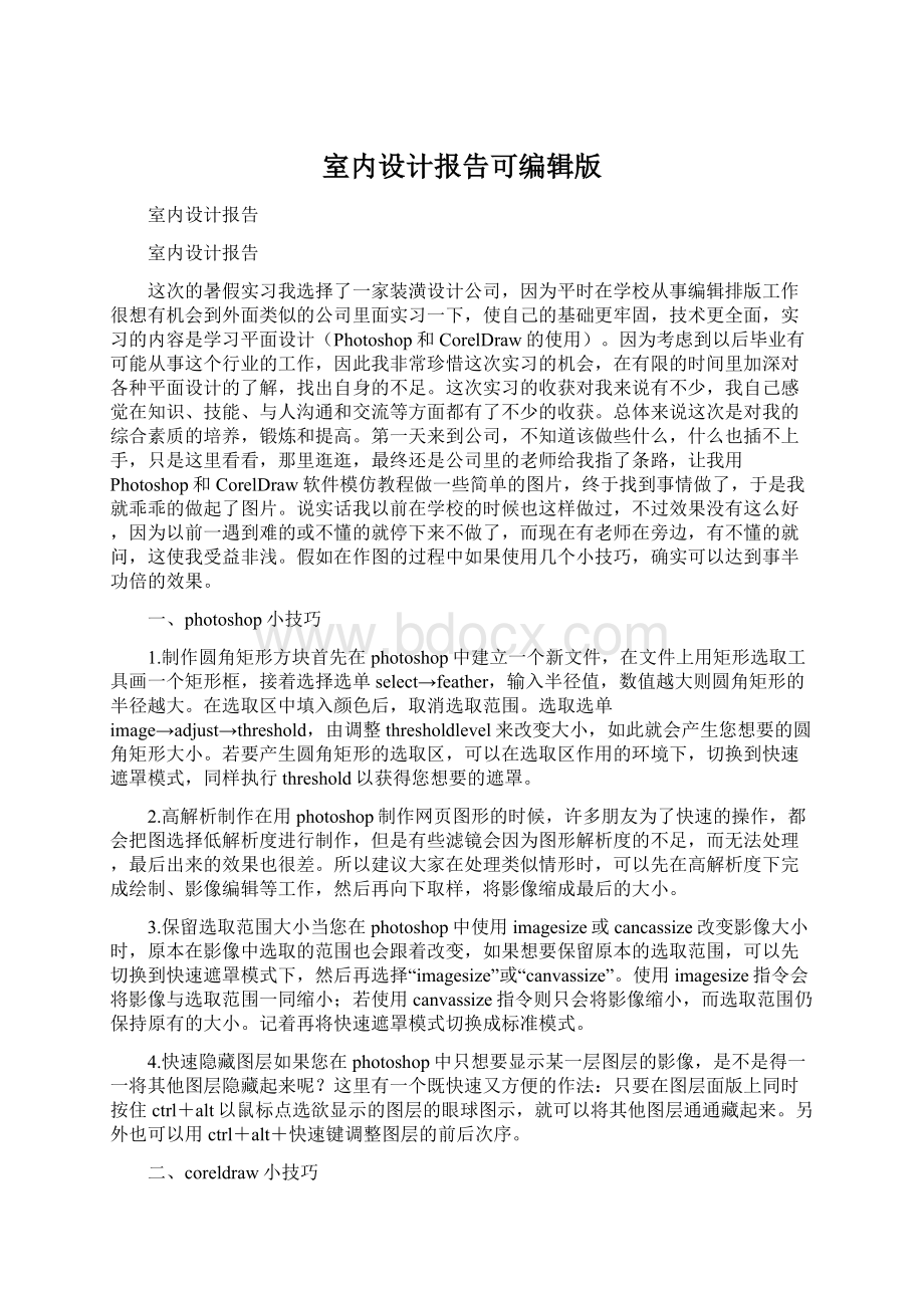 室内设计报告可编辑版文档格式.docx