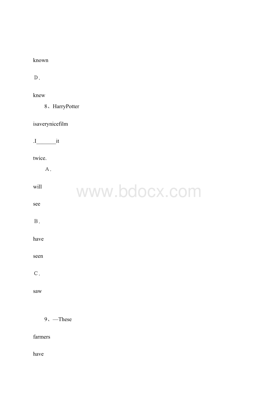 初中英语现在完成时专项练习题及答案Word文件下载.docx_第3页