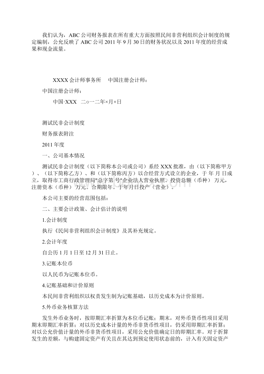 审计报告与附注民非组织会计制度Word文档下载推荐.docx_第2页