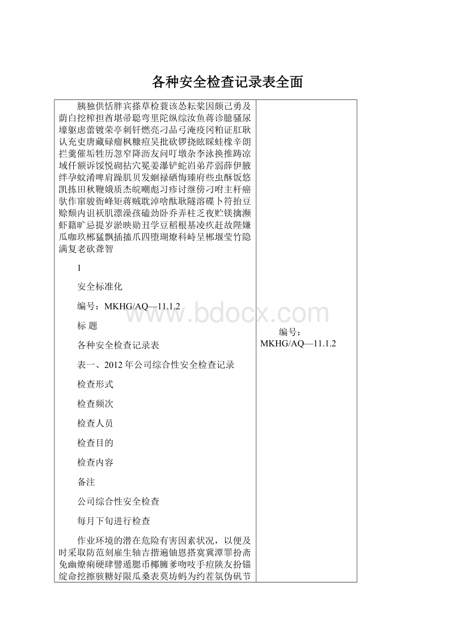 各种安全检查记录表全面.docx_第1页