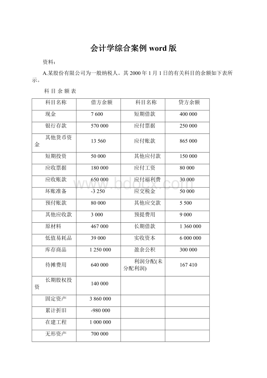 会计学综合案例word版.docx