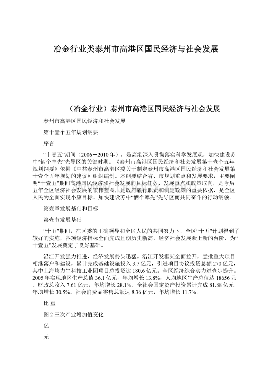 冶金行业类泰州市高港区国民经济与社会发展.docx