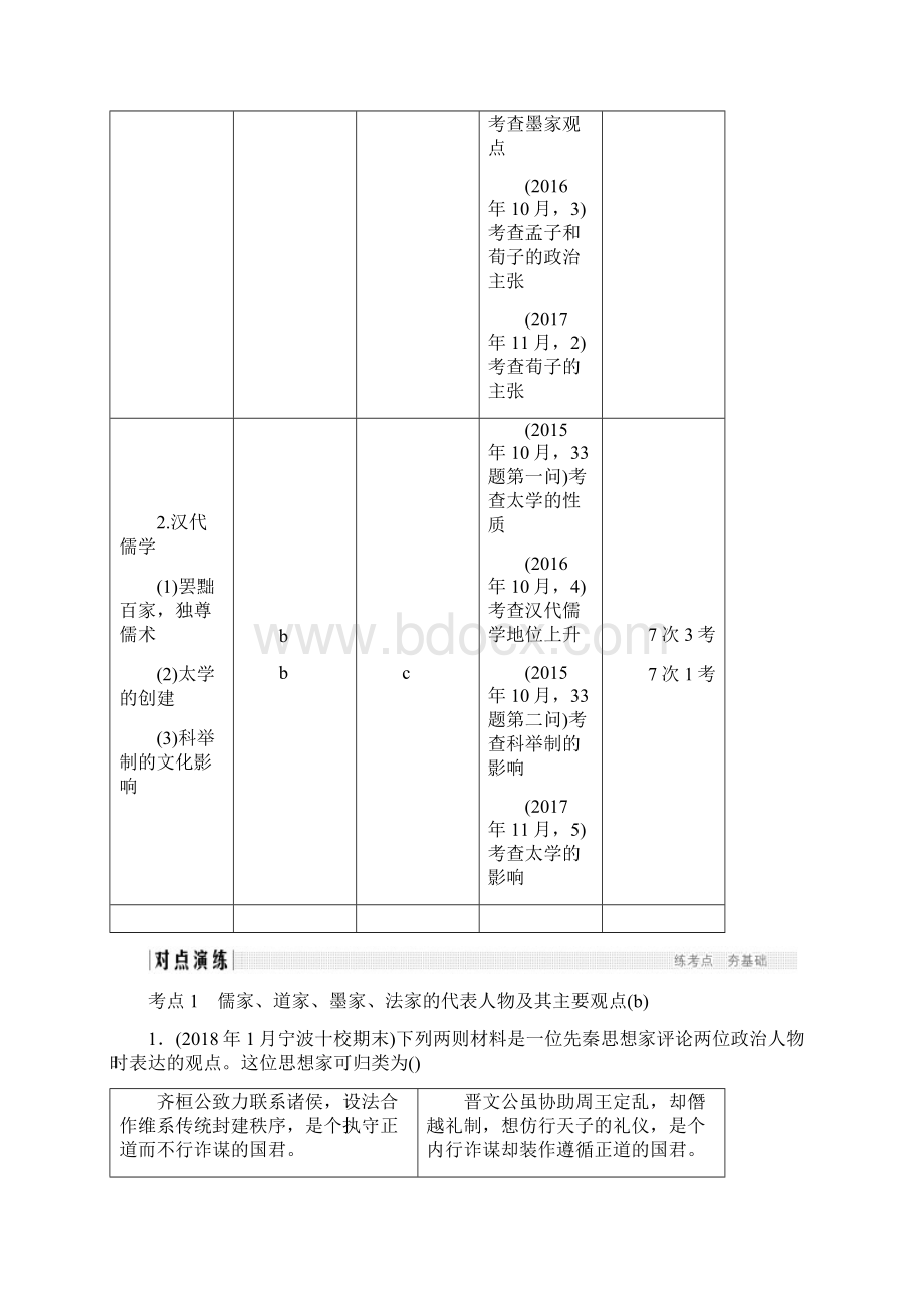 高考历史总复习专题三中国传统文化主流思想的演变和古代中国的科技与文化第5讲百家争鸣和汉代儒学学案.docx_第2页