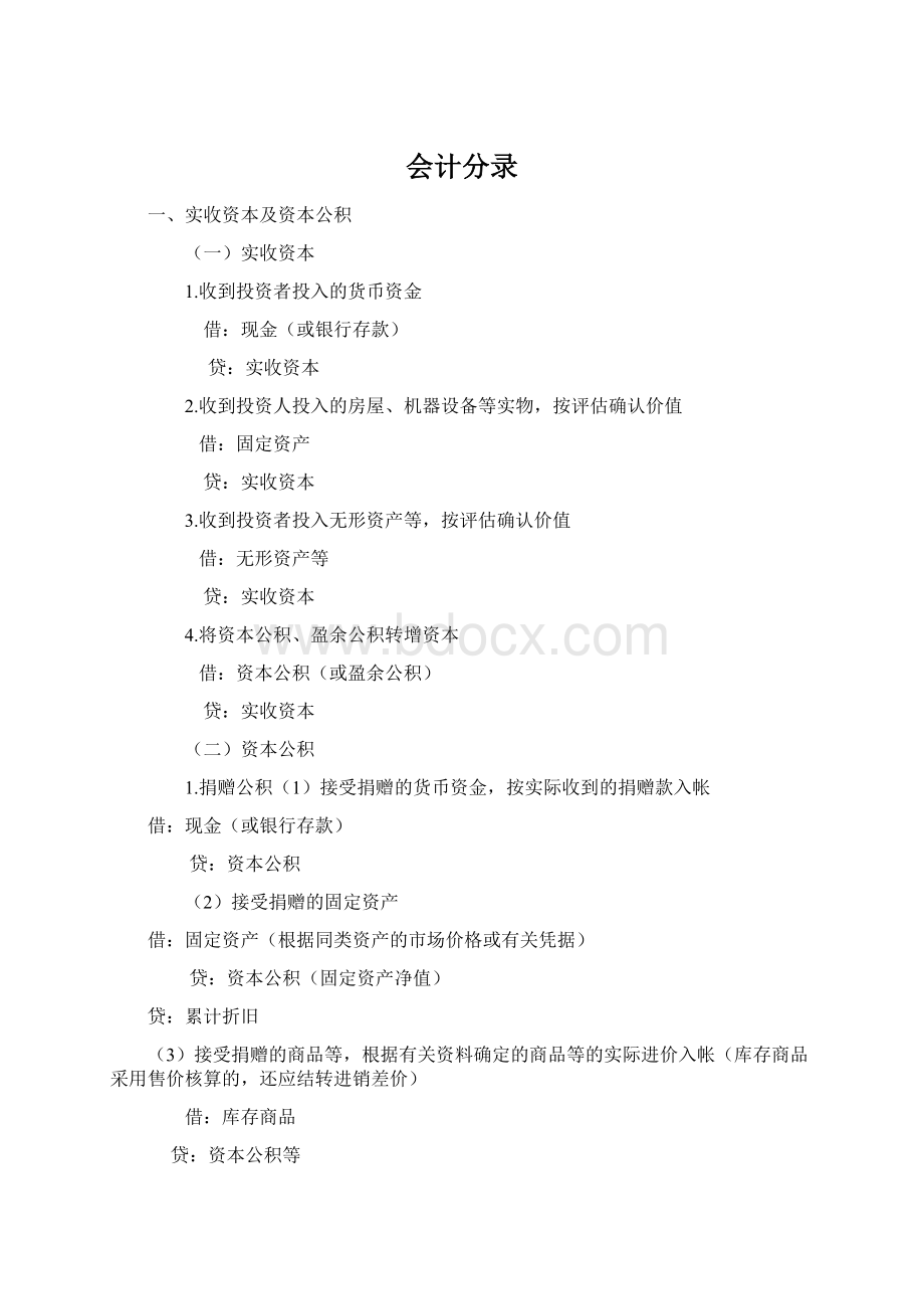 会计分录Word文档下载推荐.docx